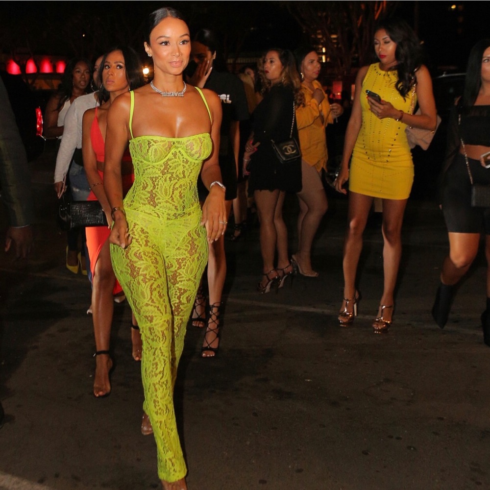 Neon yellow lace bodysuit